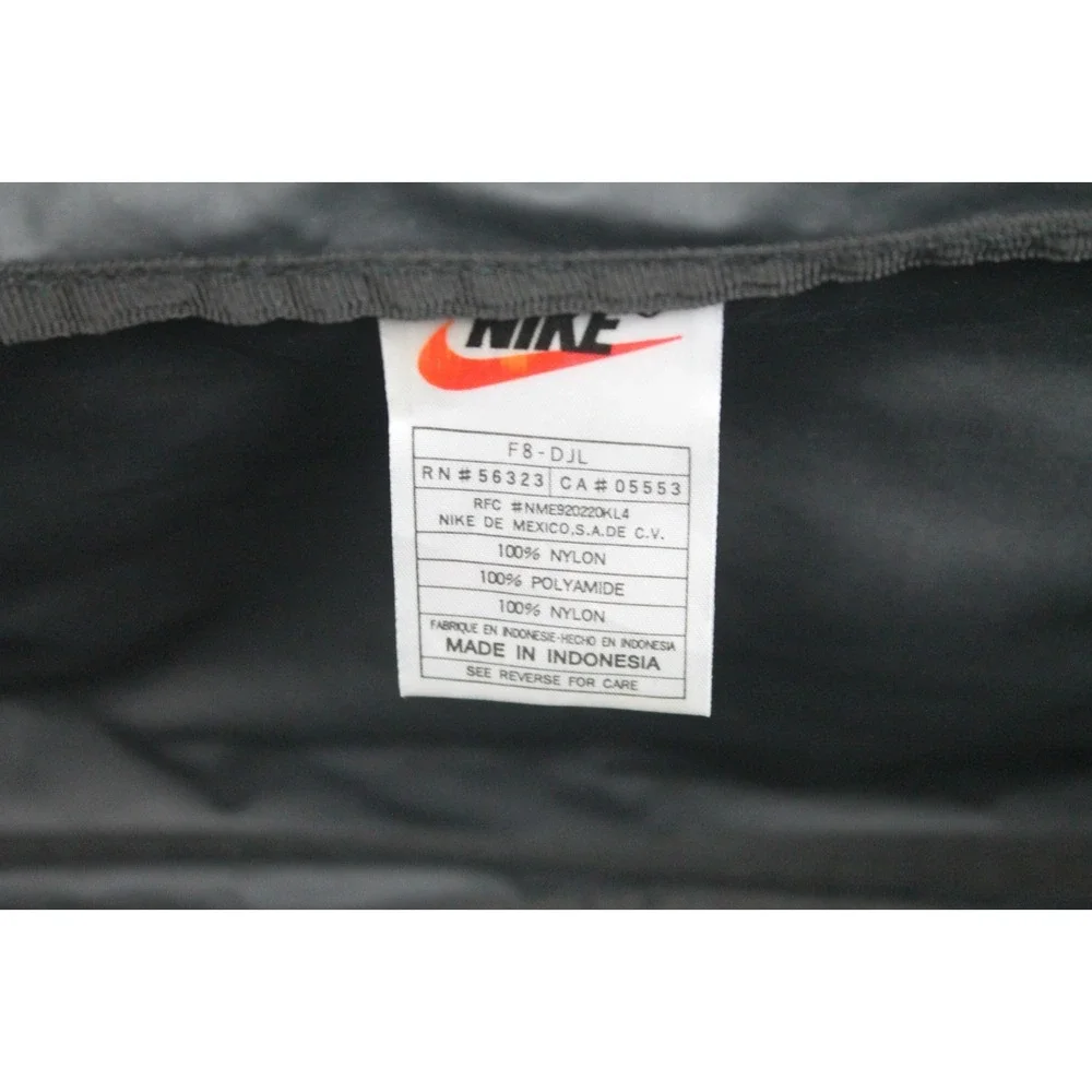 VINTAGE 90's NIKE Duffle Gym Sports Bag SWOOSH Embroidered BLACK / Red Logo y2k